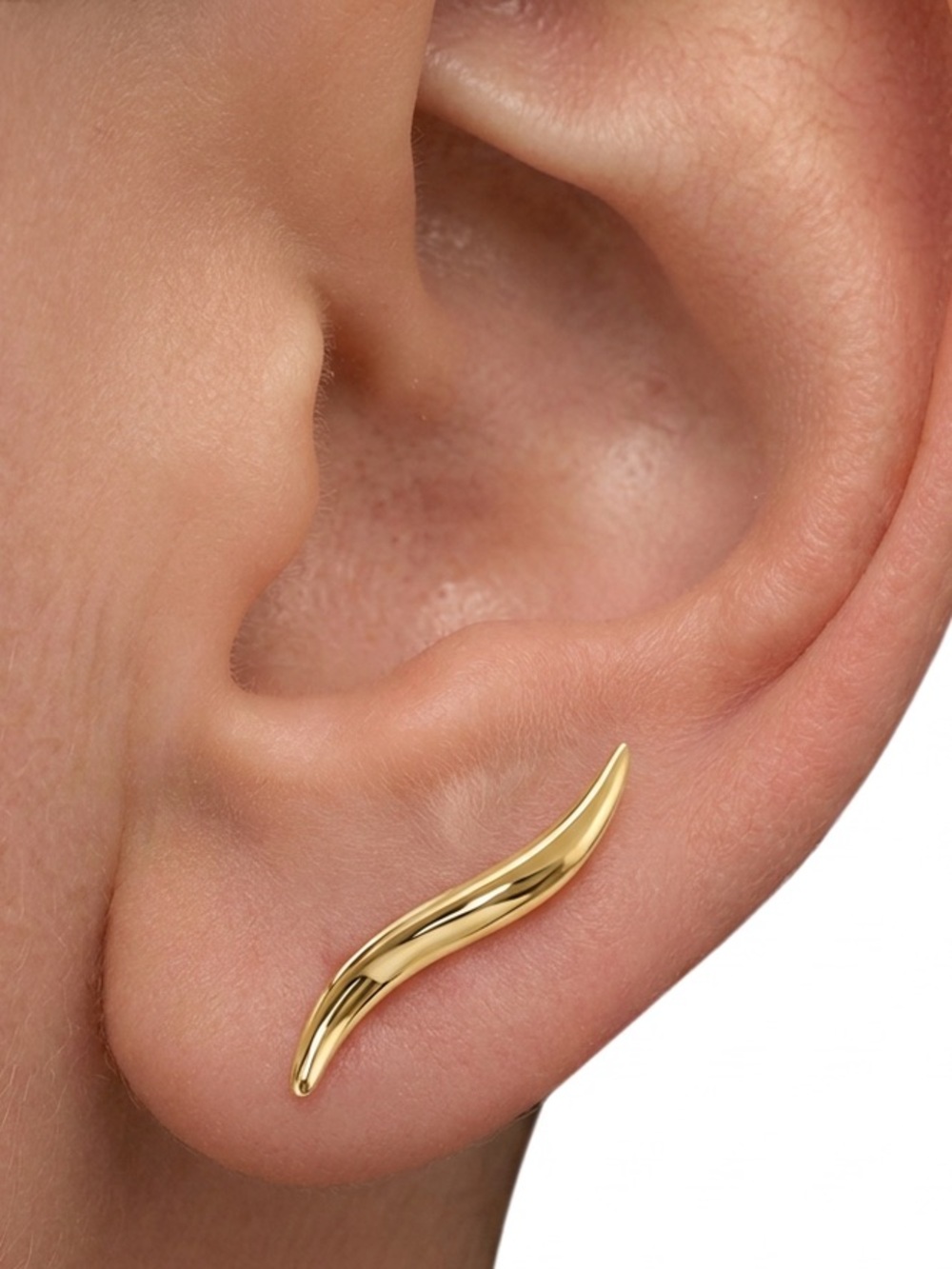 Real 14k Solid Gold Wave Ear Climbers | Simple Minimalist Fine Jewelry